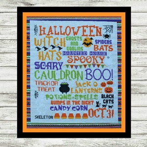 Halloween Subway Poster Cross Stitch Pattern PDF