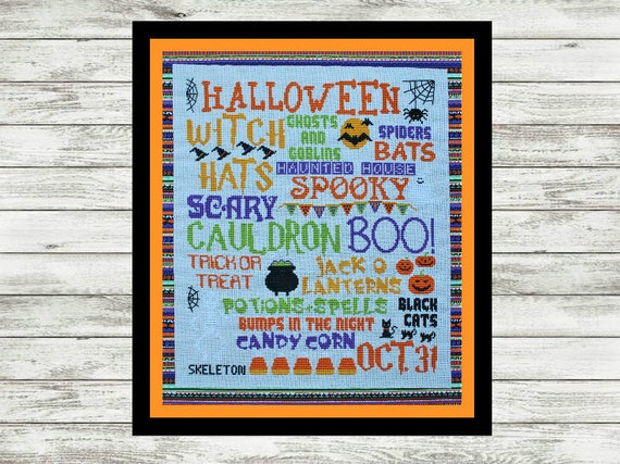 Halloween Subway Poster Cross Stitch Pattern PDF