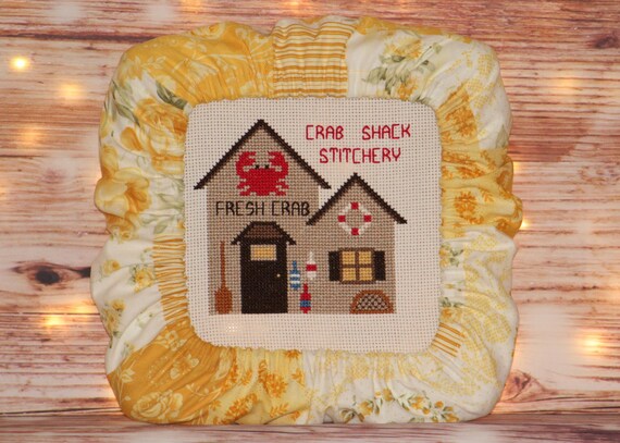 Yellow Floral Patchwork Grime Guard Q-Snap, Nurge or Round Hoop Cover For Cross Stitch and Needlework