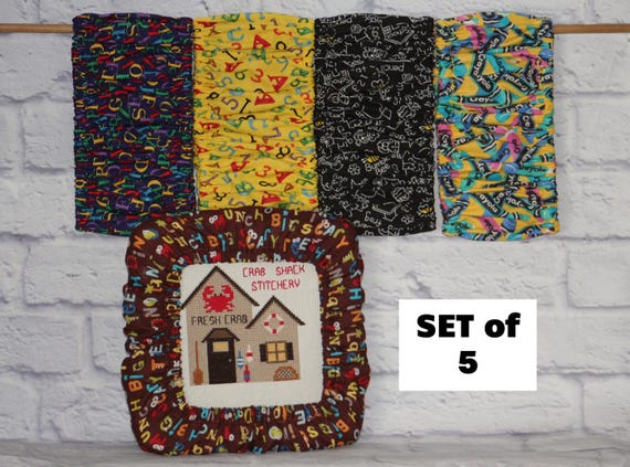 CLEARANCE - Set of 5 Grime Guards - SCHOOL Teacher KID Stuff - Grime Guard Q-Snap Cover For Cross Stitch