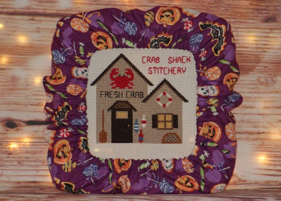 Halloween Treats on Purple Grime Guard Q-Snap, Nurge or Round Hoop Cover For Cross Stitch and Needlework
