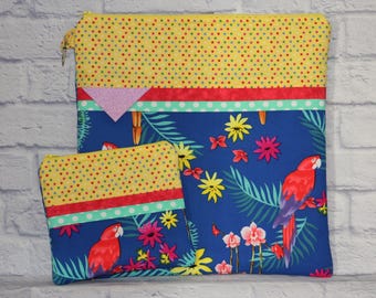 Tropical Project Bag OR 2-piece Set For Cross Stitch, Crochet, Knitting, Craft, Notions