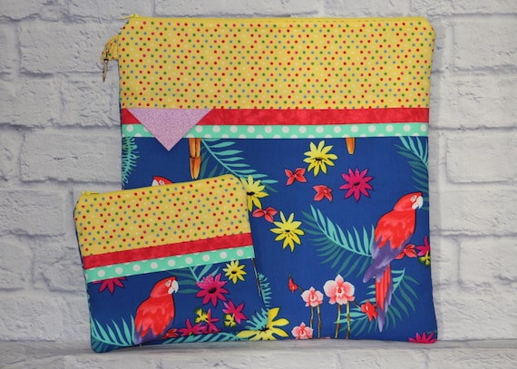 Tropical Project Bag OR 2-piece Set For Cross Stitch, Crochet, Knitting, Craft, Notions