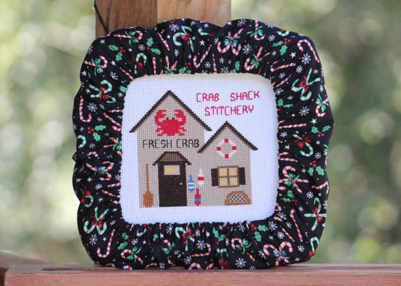 Candy Cane Christmas Grime Guard Q-Snap, Nurge or Round Hoop Cover For Cross Stitch and Needlework