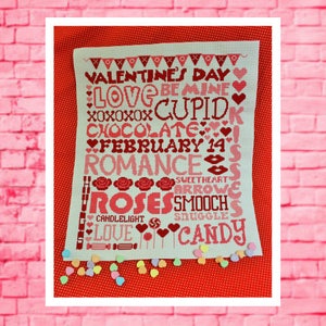 Valentine&#39;s Day Subway Poster Cross Stitch Pattern PDF