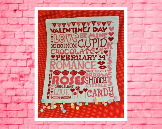 Valentine's Day Subway Poster Cross Stitch Pattern PDF