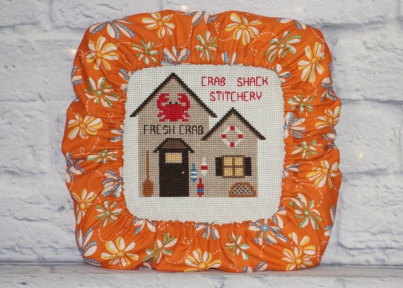 Floral on Orange Grime Guard Q-Snap, Nurge or Round Hoop Cover For Cross Stitch and Needlework