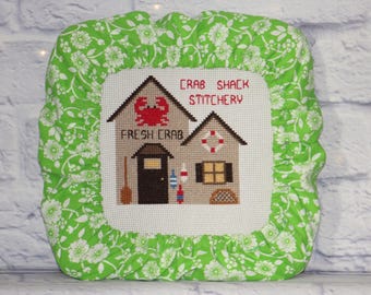 Retro Green Floral Grime Guard Q-Snap, Nurge or Round Hoop Cover For Cross Stitch, Needlework