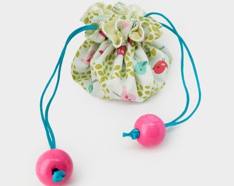 Drawstring jewelry pouch, 'Birdies'