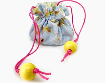 Drawstring jewelry pouch, 'Sunny butterflies'