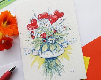 Hearts. Bunch of Love. Bunch of flowers. Birthday. Valentine. Mother's Day. Wedding. Anniversary. Engagement. Blank for own message.