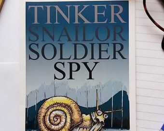 Snail card. Funny card. Tinker Tailor Soldier Spy joke. Literary humour. Snail. George Smiley character. Original Design. Blank for message