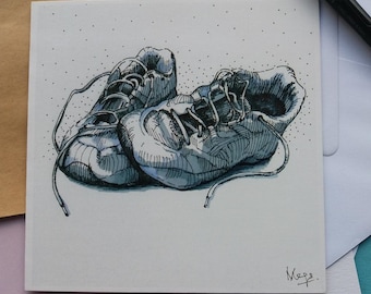 Trainers card. Training shoes. Runners & athletes. Marathon runners. Athletics. Blank for own message. Mother's Day