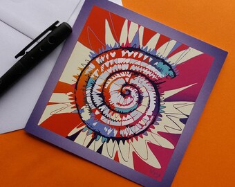 Abstract card. Shell. General greeting card - Thank You, Good Luck, Birthday. Colourful spiral. Original Design.