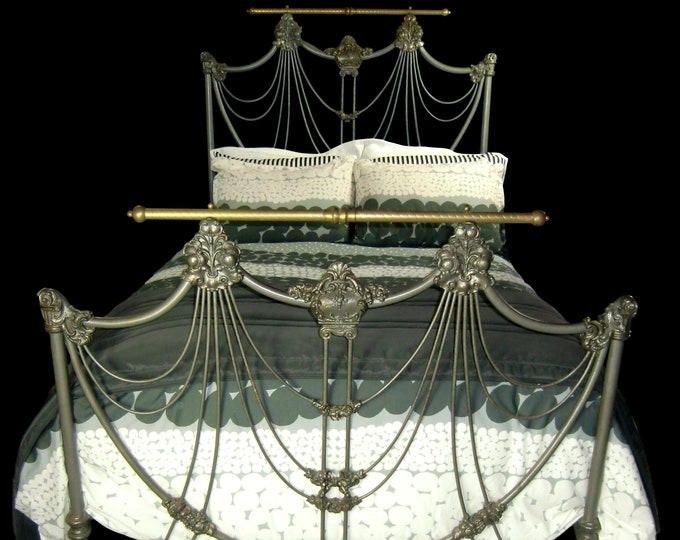 Antique Cast Iron Full Size Bed Ornate Iron Bed Cast Iron Etsy