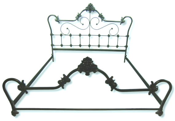 Reion Antique King Size Bed, Metal Iron Headboard King