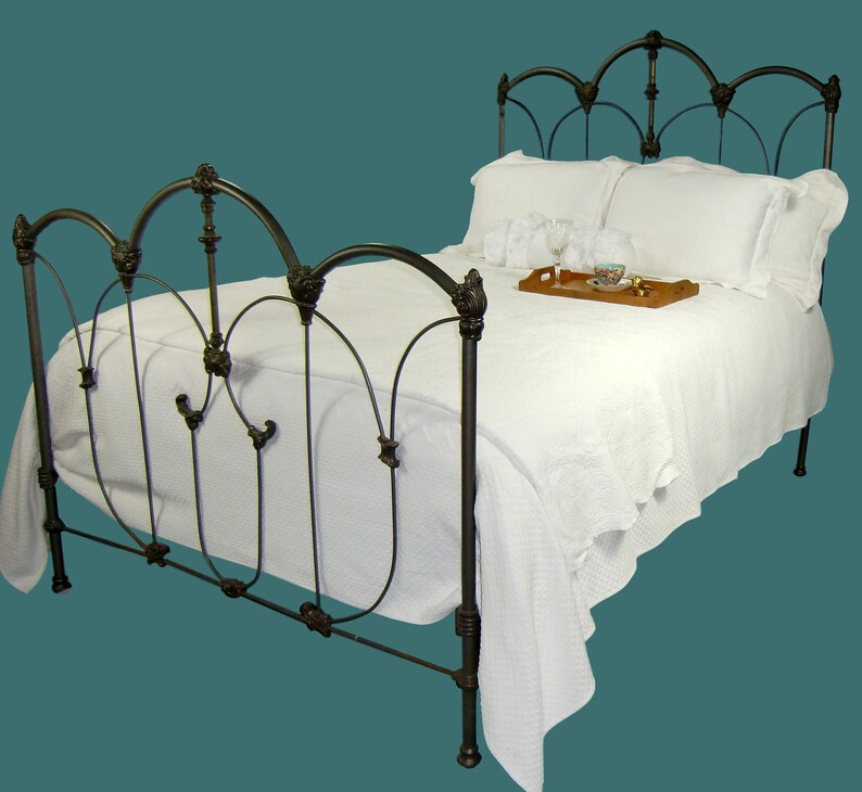 Full Antique Cast Iron and Brass Bed antique iron bed iron Etsy
