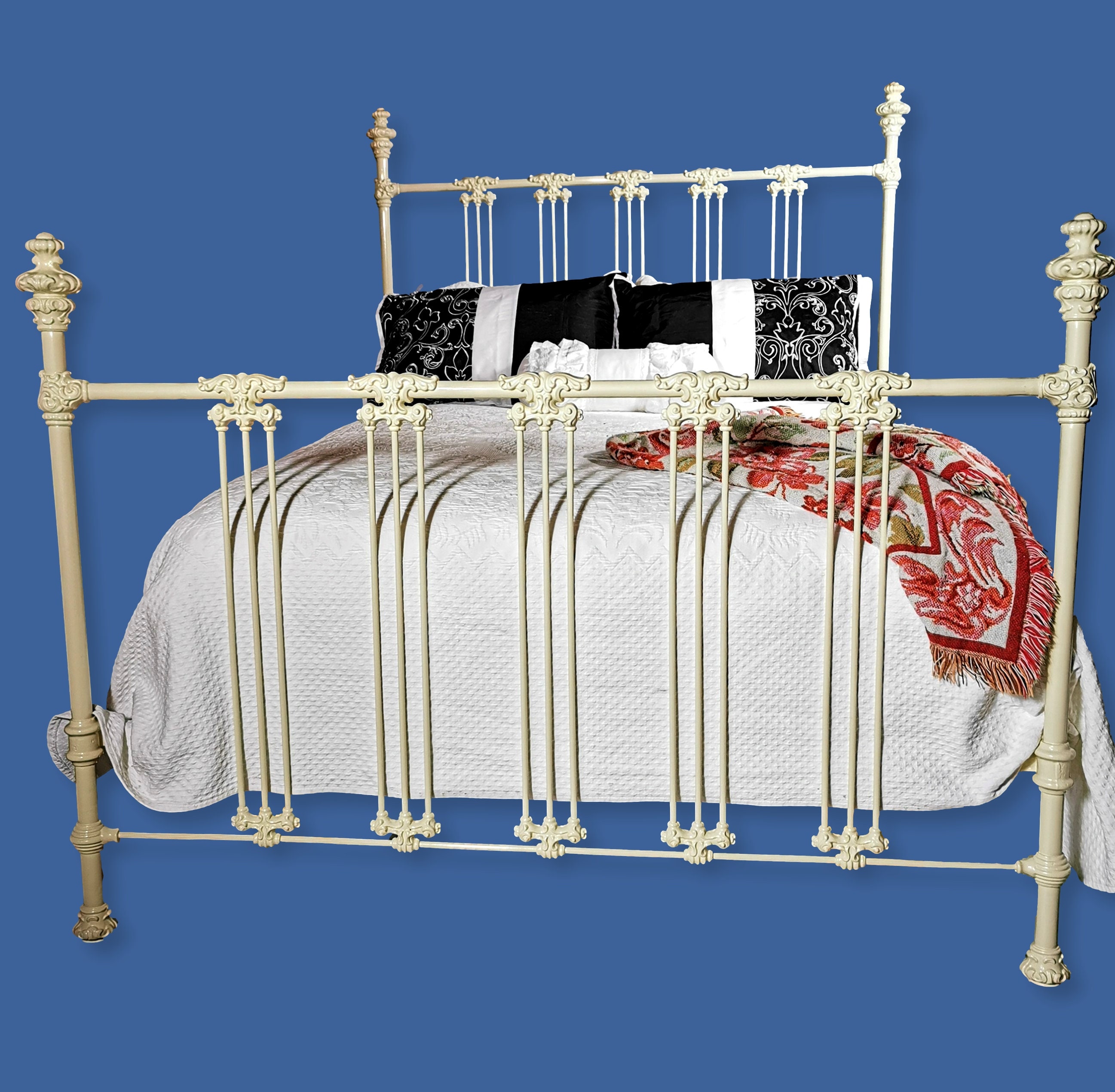 Queen Antique Cast Iron Bed Antique Iron Bed Wrought Iron Etsy