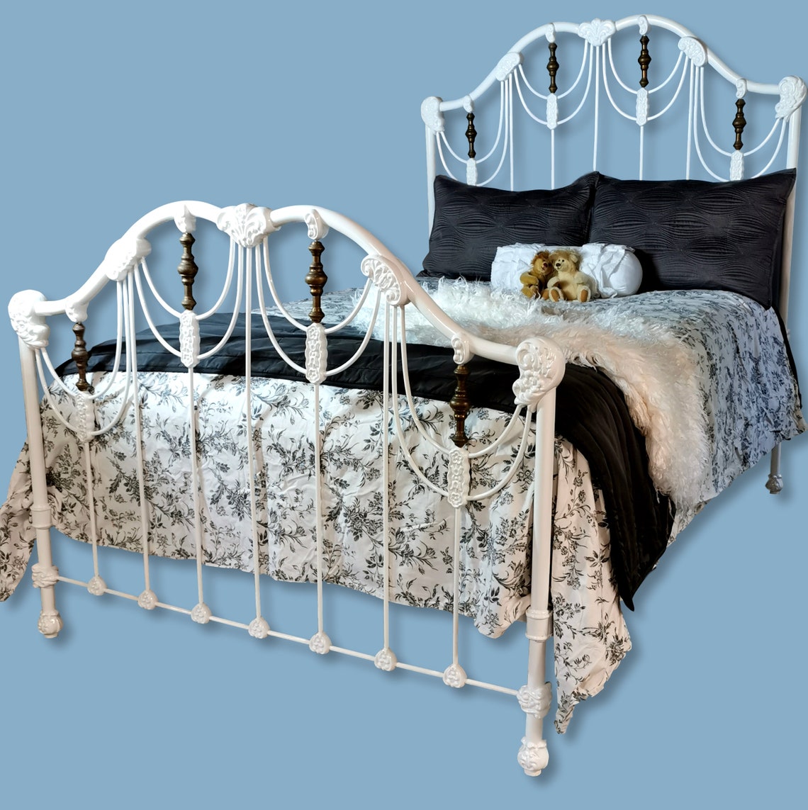 Full Antique Cast Iron Bed cast iron bed wrought iron bed Etsy