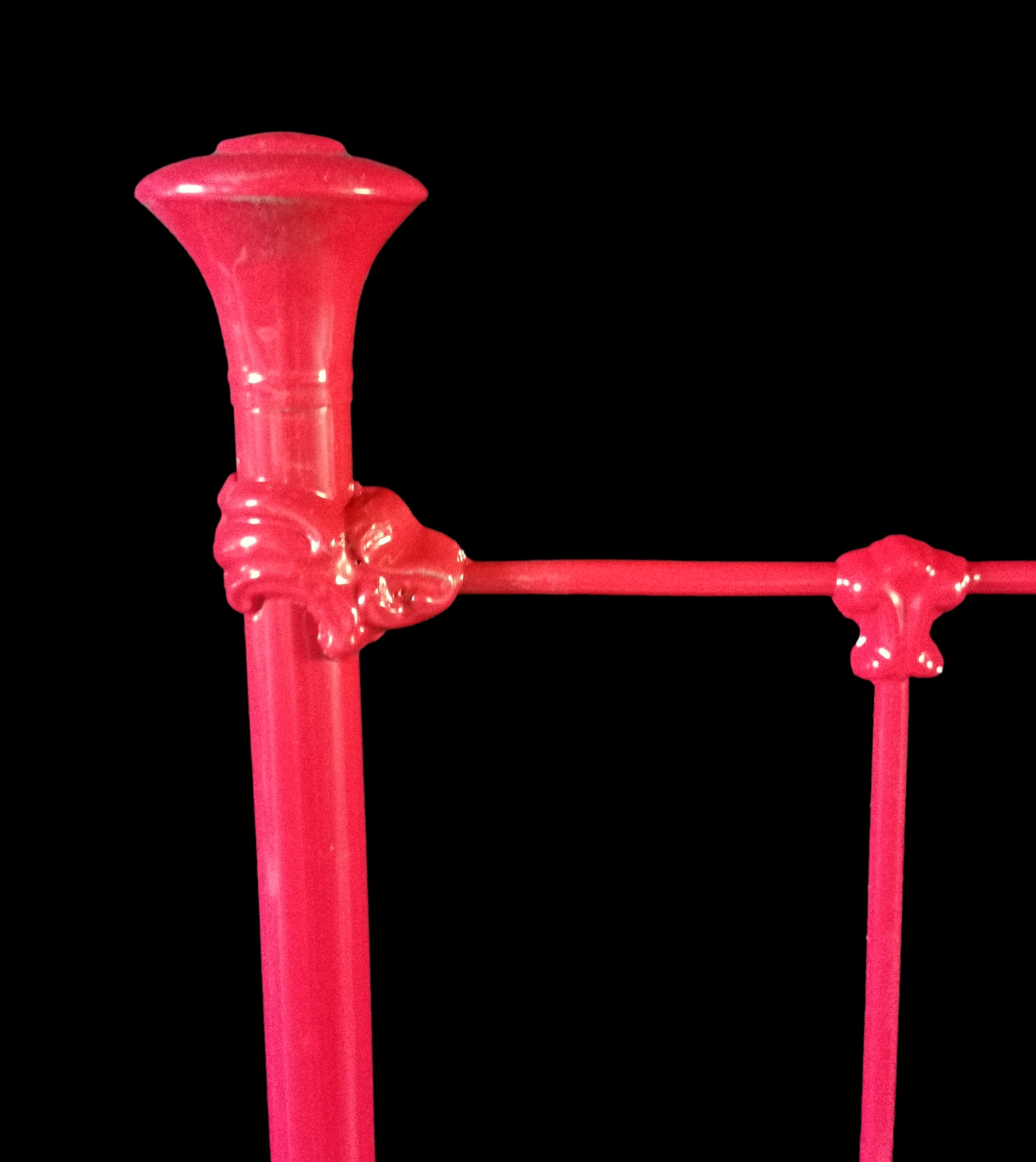 Twin Size Antique Cast Iron Bed, Antique Cast Iron Bed, Red Bed