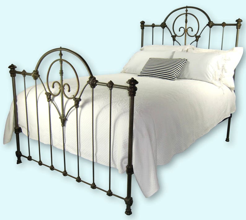 Full Antique Cast Iron and Brass Bed Frame Antique Cast Iron Etsy