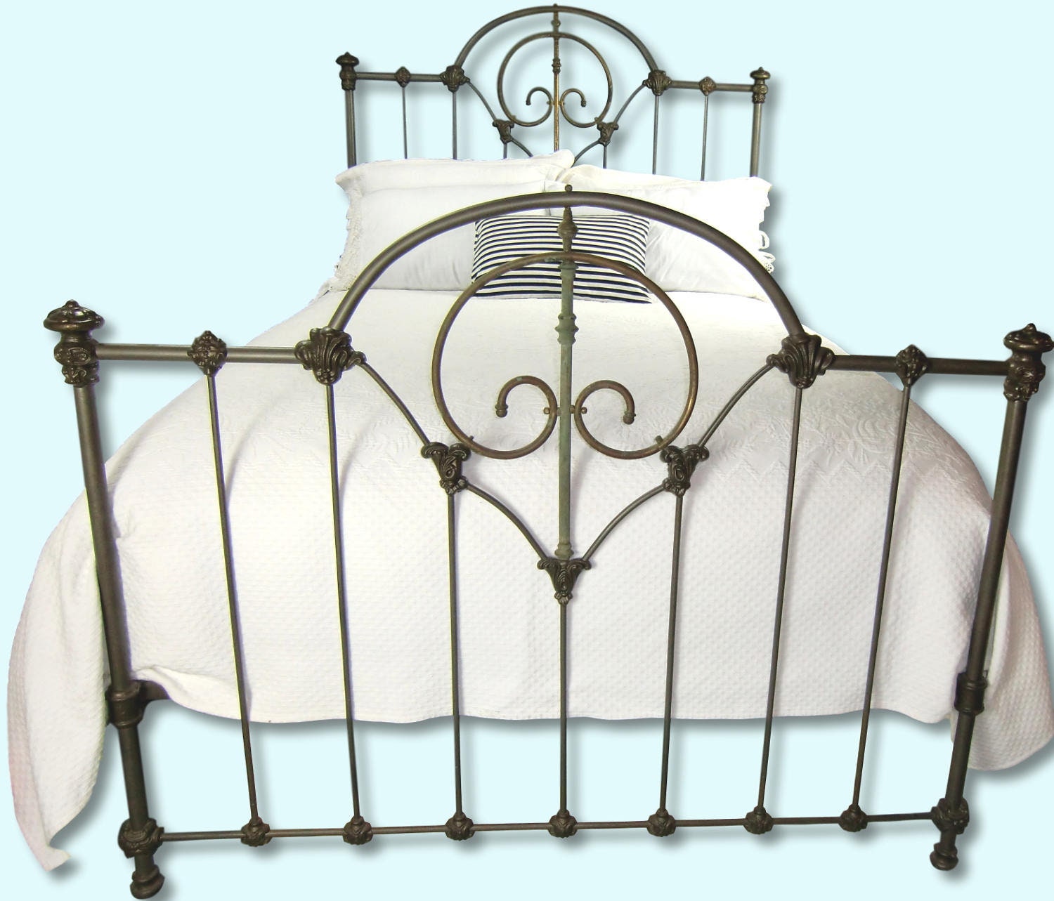 Full Antique Cast Iron and Brass Bed Frame Antique Cast Iron Etsy