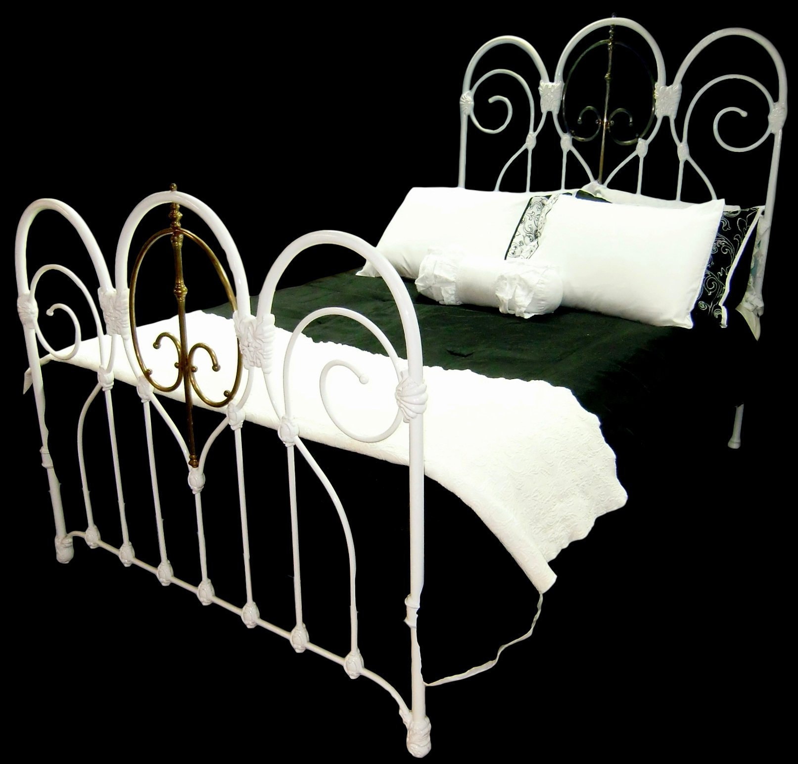 Full Antique Cast Iron and Brass Bed Frame Antique Wrought Etsy