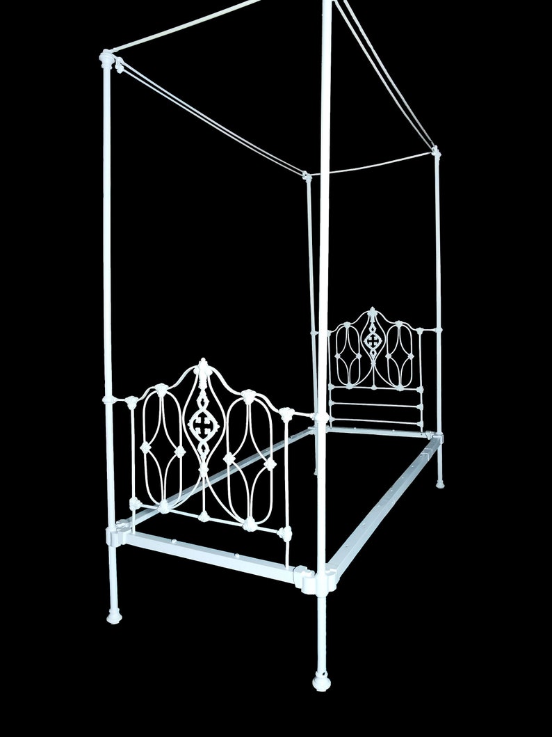 Antique Twin Size British Cast Iron Canopy Bed Cast Iron Bed Etsy UK
