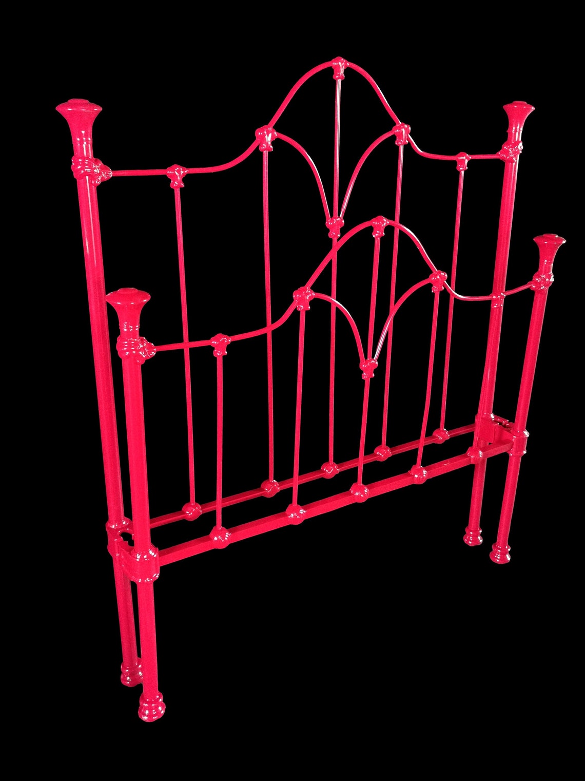 Twin Size Antique Cast Iron Bed, Antique Cast Iron Bed, Red Bed