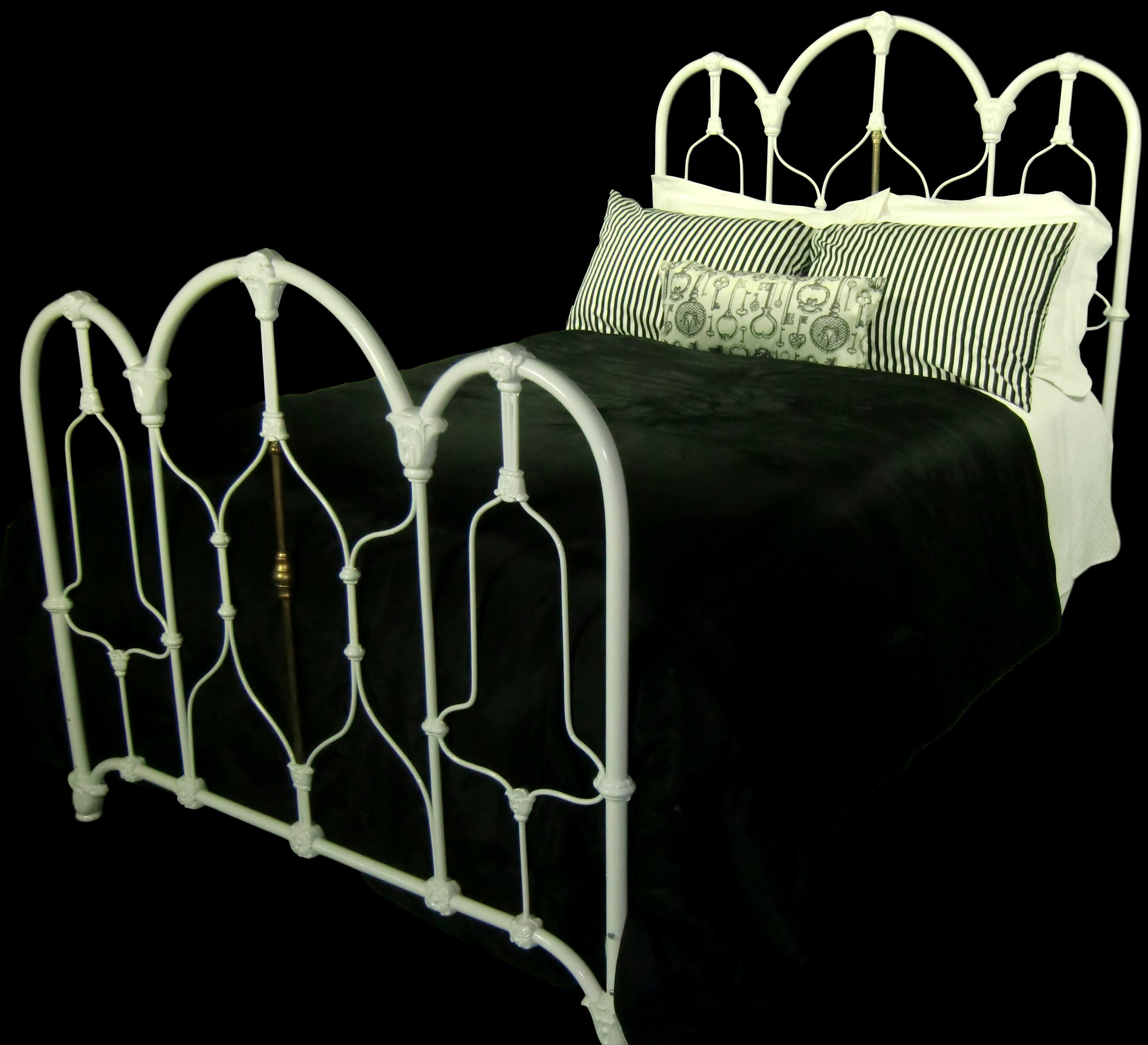 Full Antique Cast Iron and Brass Bed Antique Iron Bed Etsy