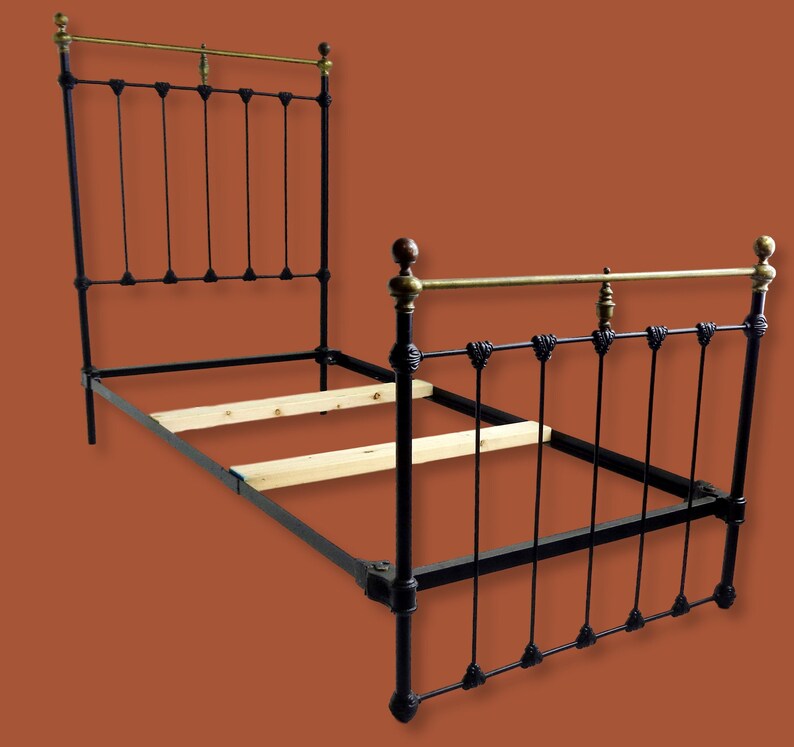 Twin Size Antique Cast Iron And Brass Bed Frame