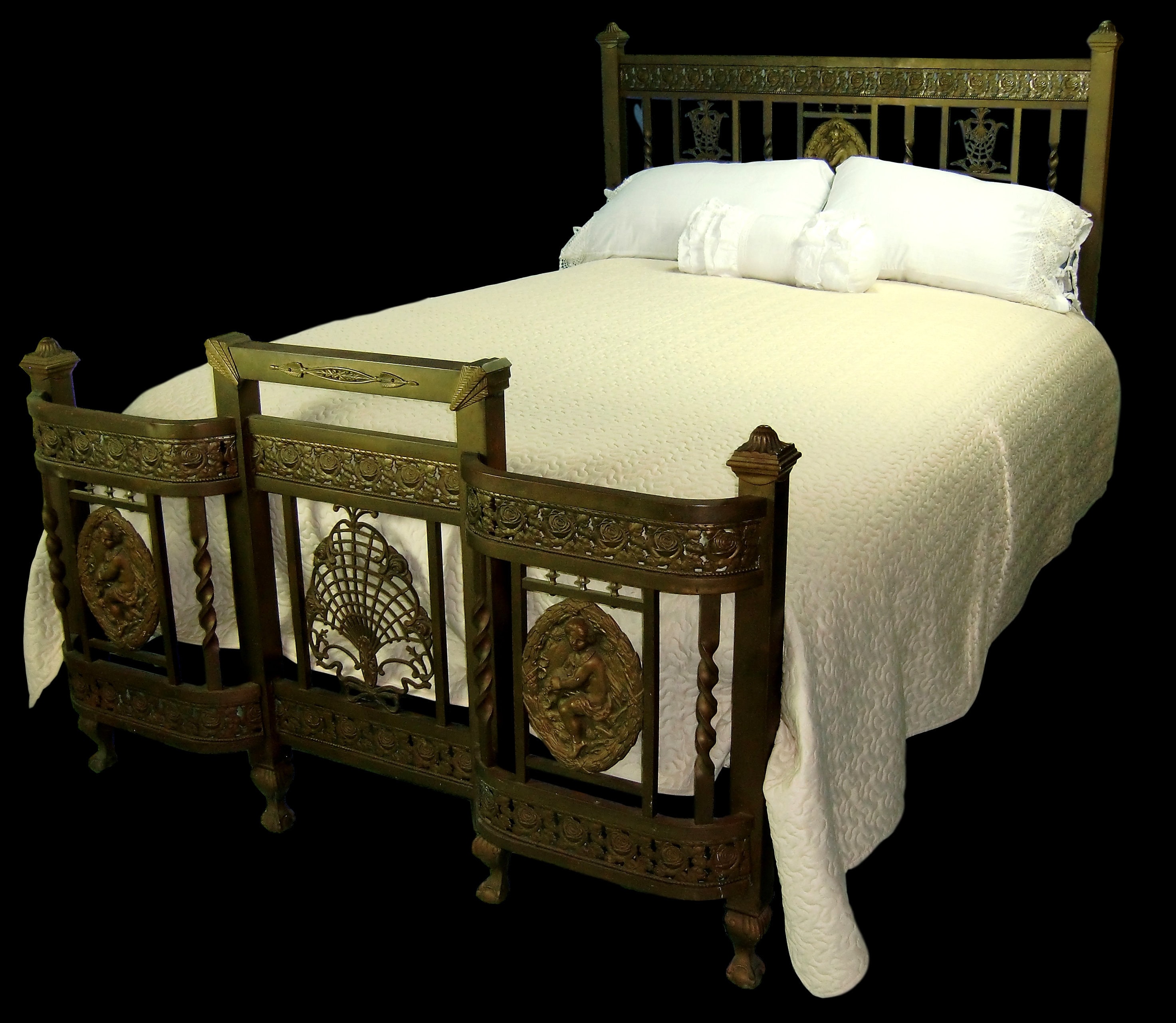 Antique Brass Bed Full Size Art Deco antique metal bed | Etsy