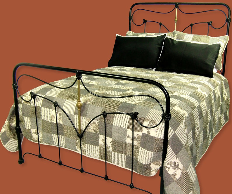 Full Antique Cast Iron and Brass Bed Frame Antique Iron Bed Etsy