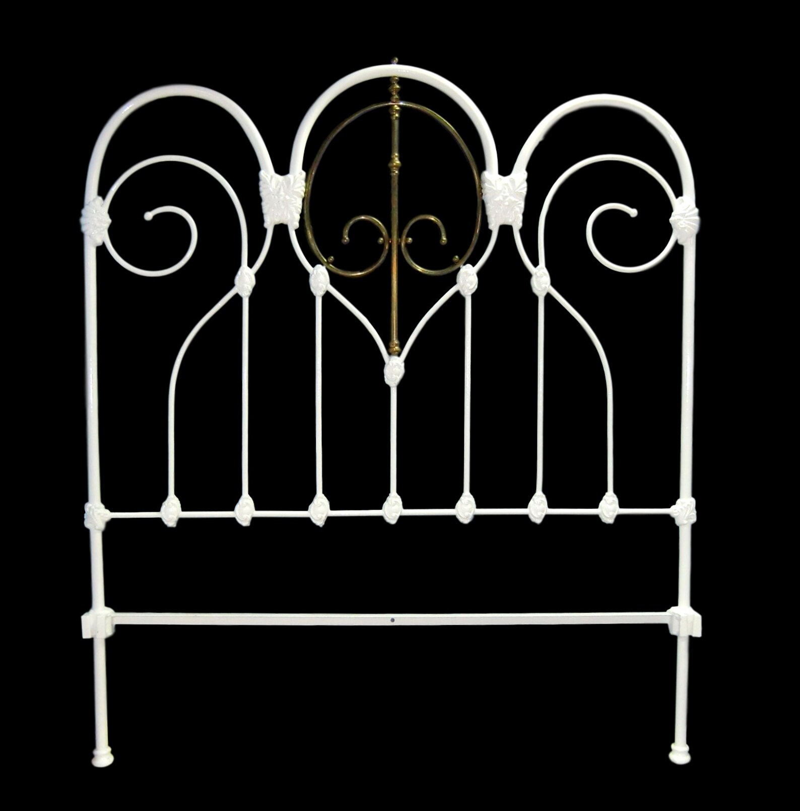 Full Antique Cast Iron and Brass Bed Frame, Antique Wrought Iron Bed