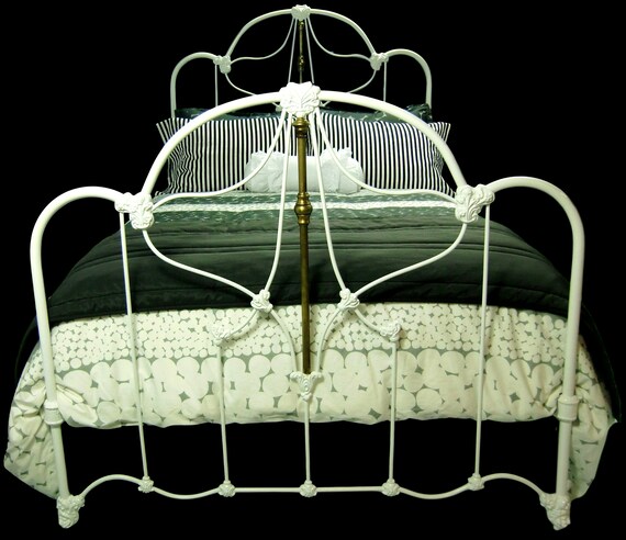 Full Antique Cast Iron And Brass Bed Antique Iron Bed Iron Etsy