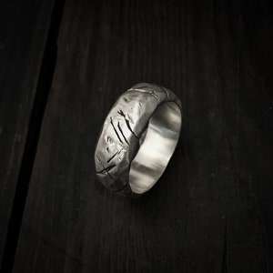 The Scarred Ring- Men’s Ring, Hammered Silver Ring, Viking Ring