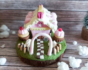 miniature marzipan house, miniature cookies, miniature scenery, dollhouse accessories, realistic food