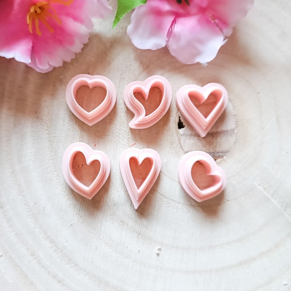 ensemble de coupe coeurs, coeurs miniatures, moule en argile polymère, moule pour miniatures, moule 3D, moule coeur, formes pour argile polymère