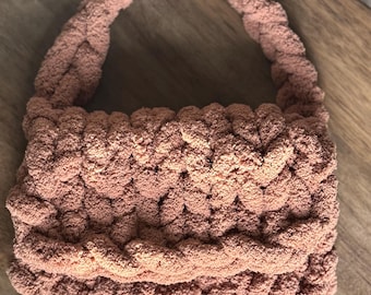 Bolso marrón de ganchillo hecho a mano, bolso tote jumbo de lana gruesa, bolso de hombro cómodo, bolso neutro para el día a día, regalo para ella