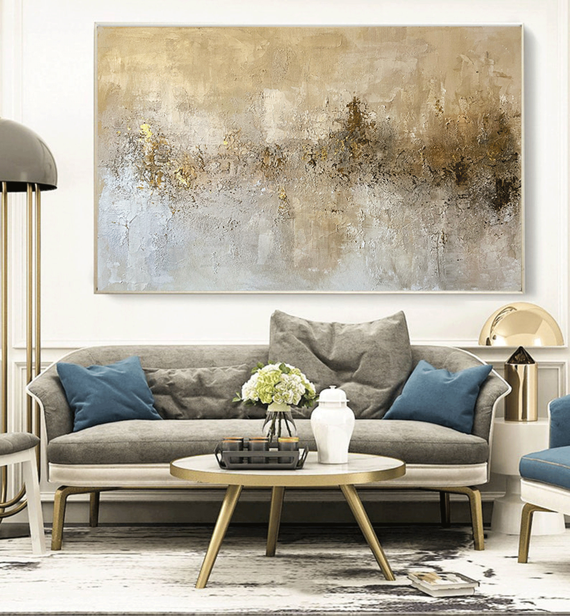 Beige Gold Painting Abstract Extra Large Textured Art Original - Etsy