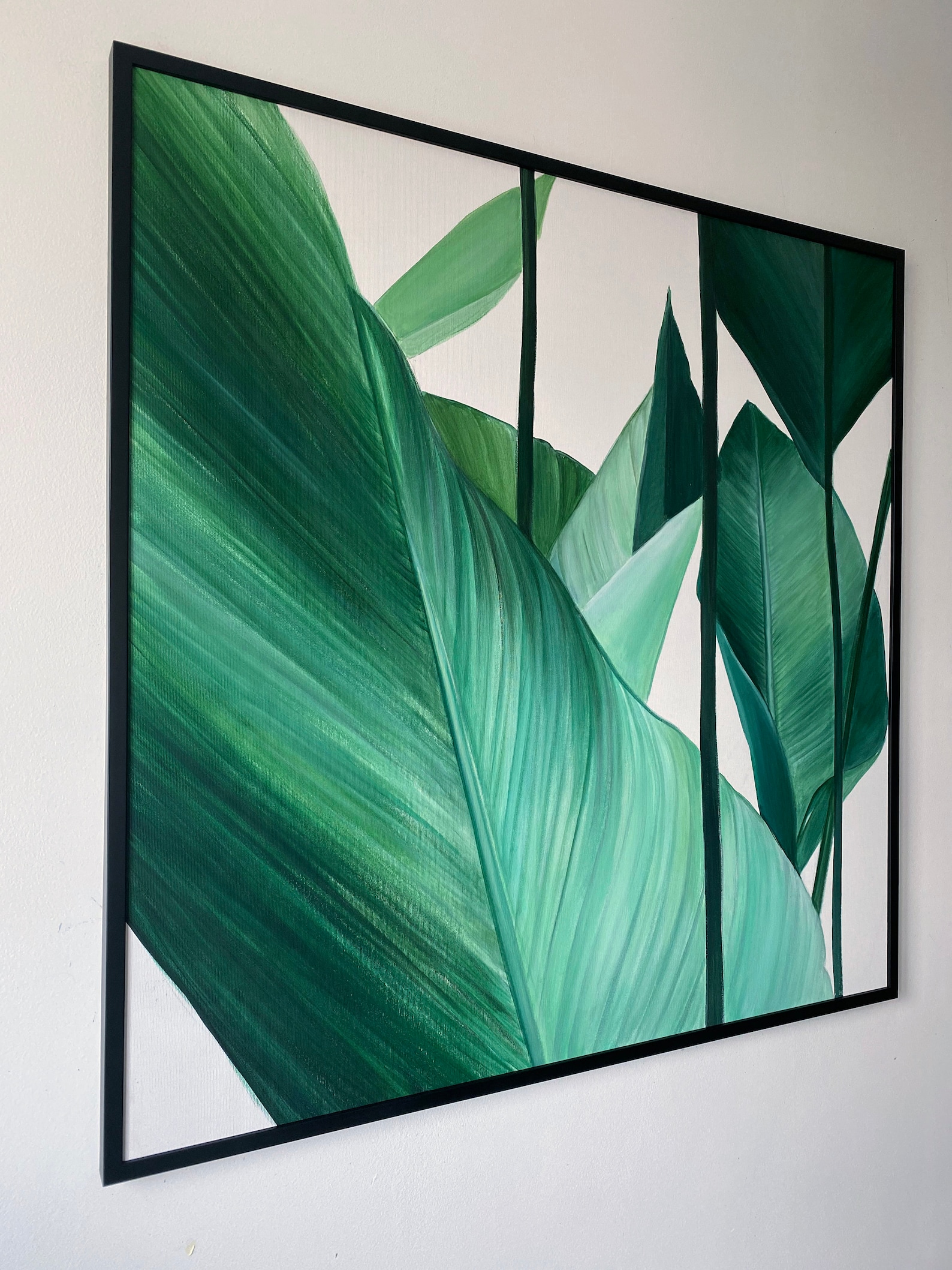 Banana Leaf Painting Original Canvas Contemporary Wall Art Etsy