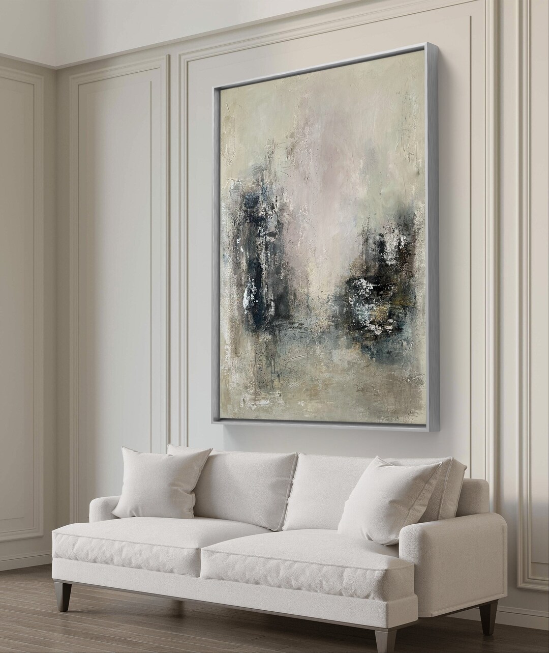 Beige Gray Painting Abstract Extra Large Textured Wall Art Original ...