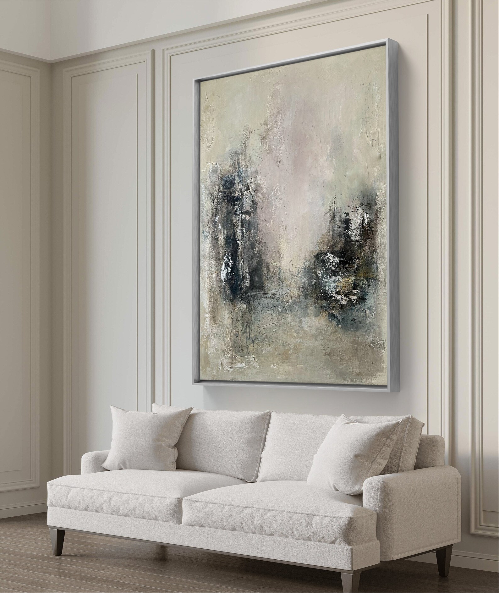 Beige Gray Painting Abstract Extra Large Textured Wall Art Original ...
