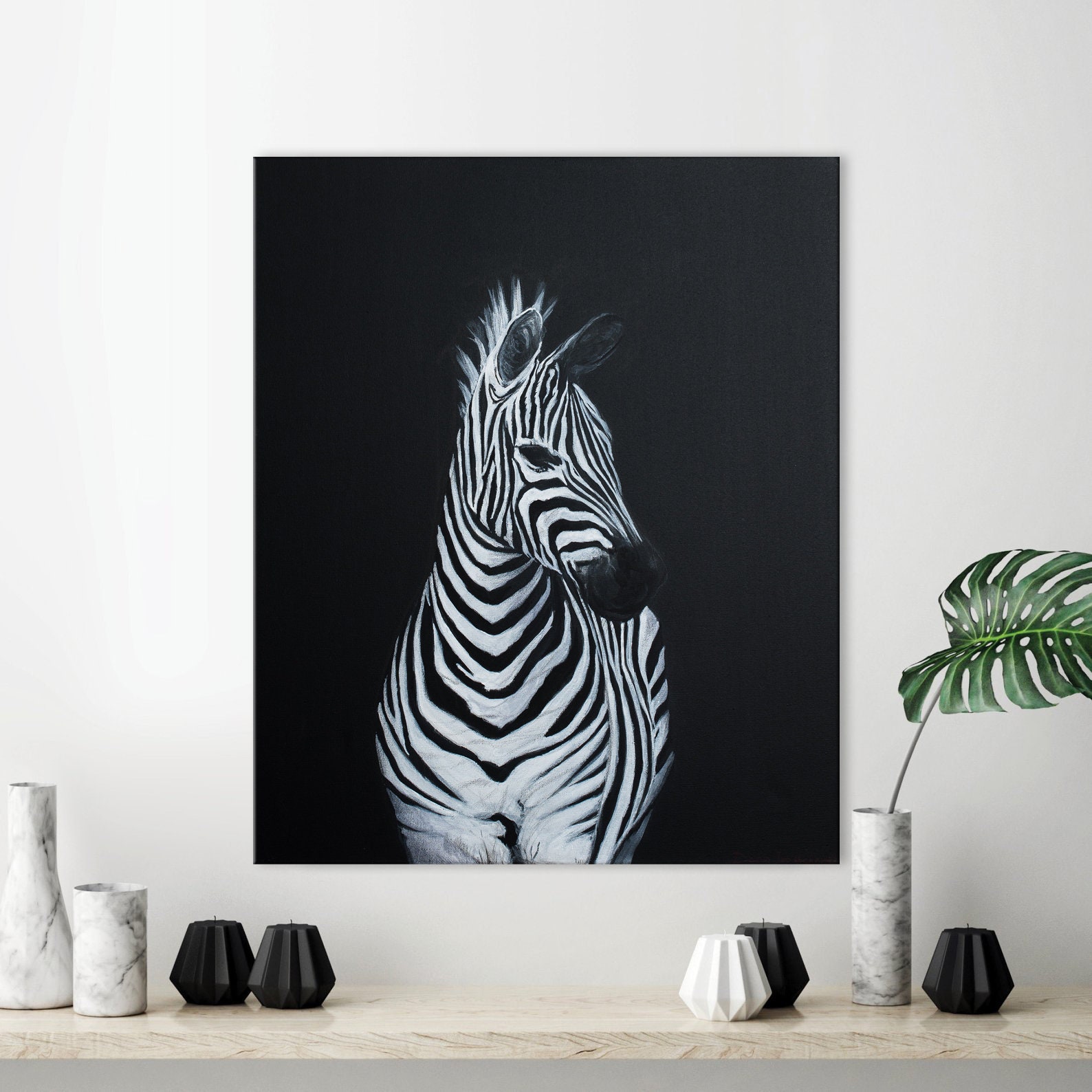 Original Acrylic Painting 16x20 Canvas Signed By Lachri 2014 Zebra Framed