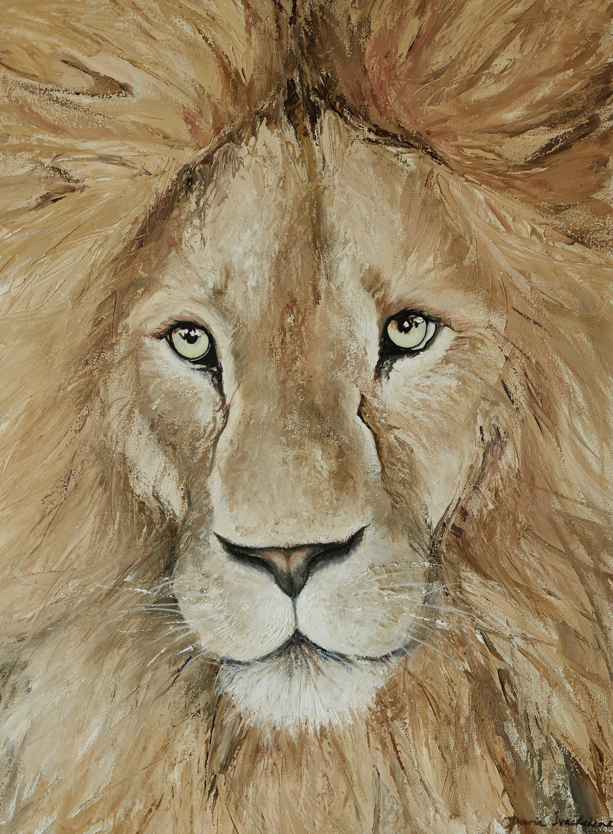 Lion Oil Painting Original on Canvas Animal Art Palette Knife - Etsy