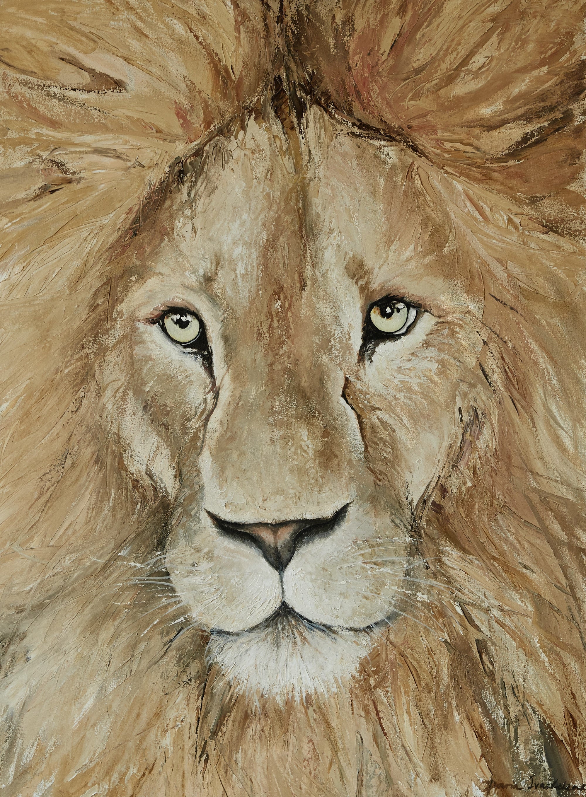 Lion Oil Painting Original on Canvas Animal Art Palette Knife Etsy
