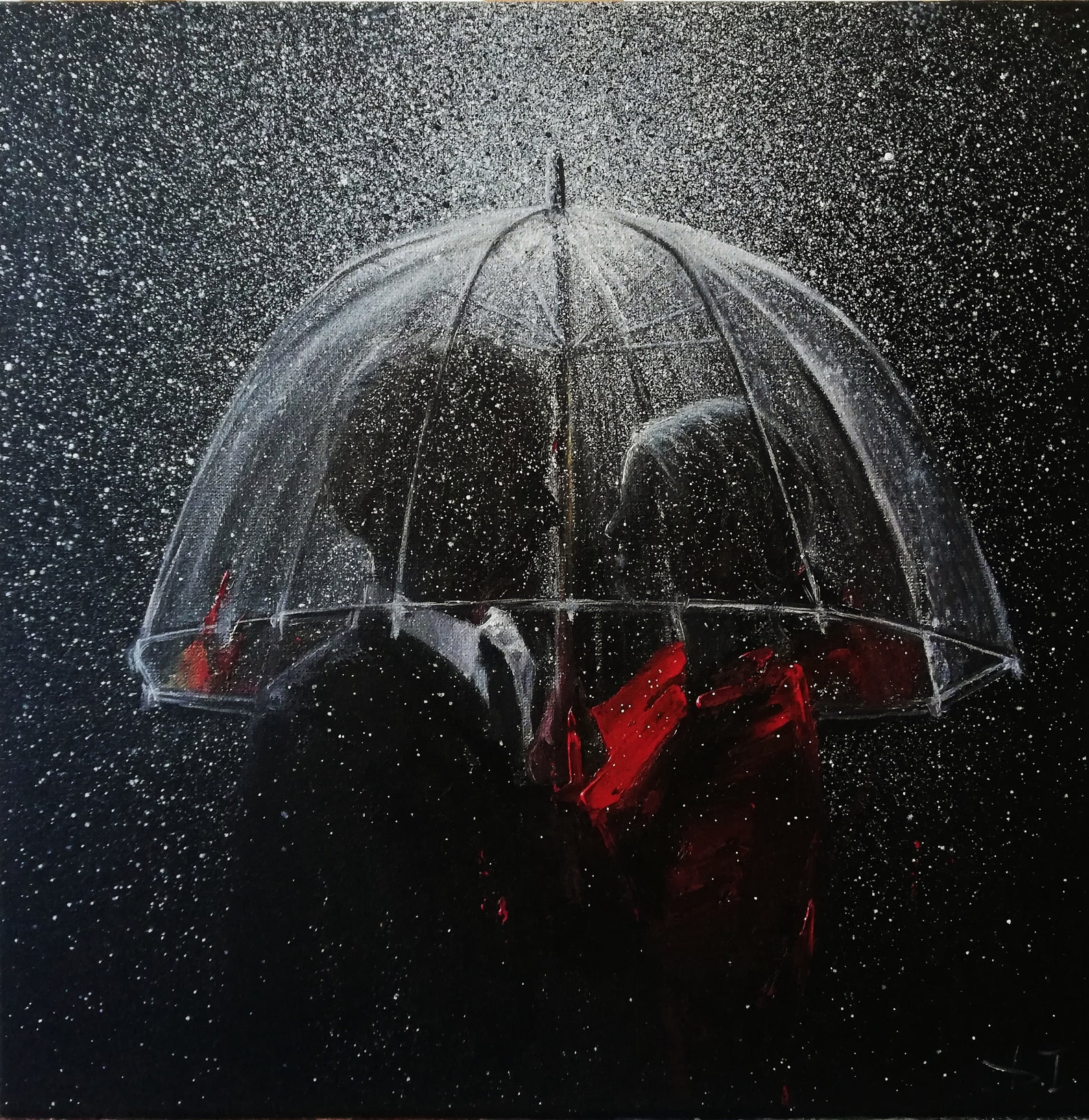 Original Oil Painting on Canvas Umbrella Abstract Painting Red Etsy