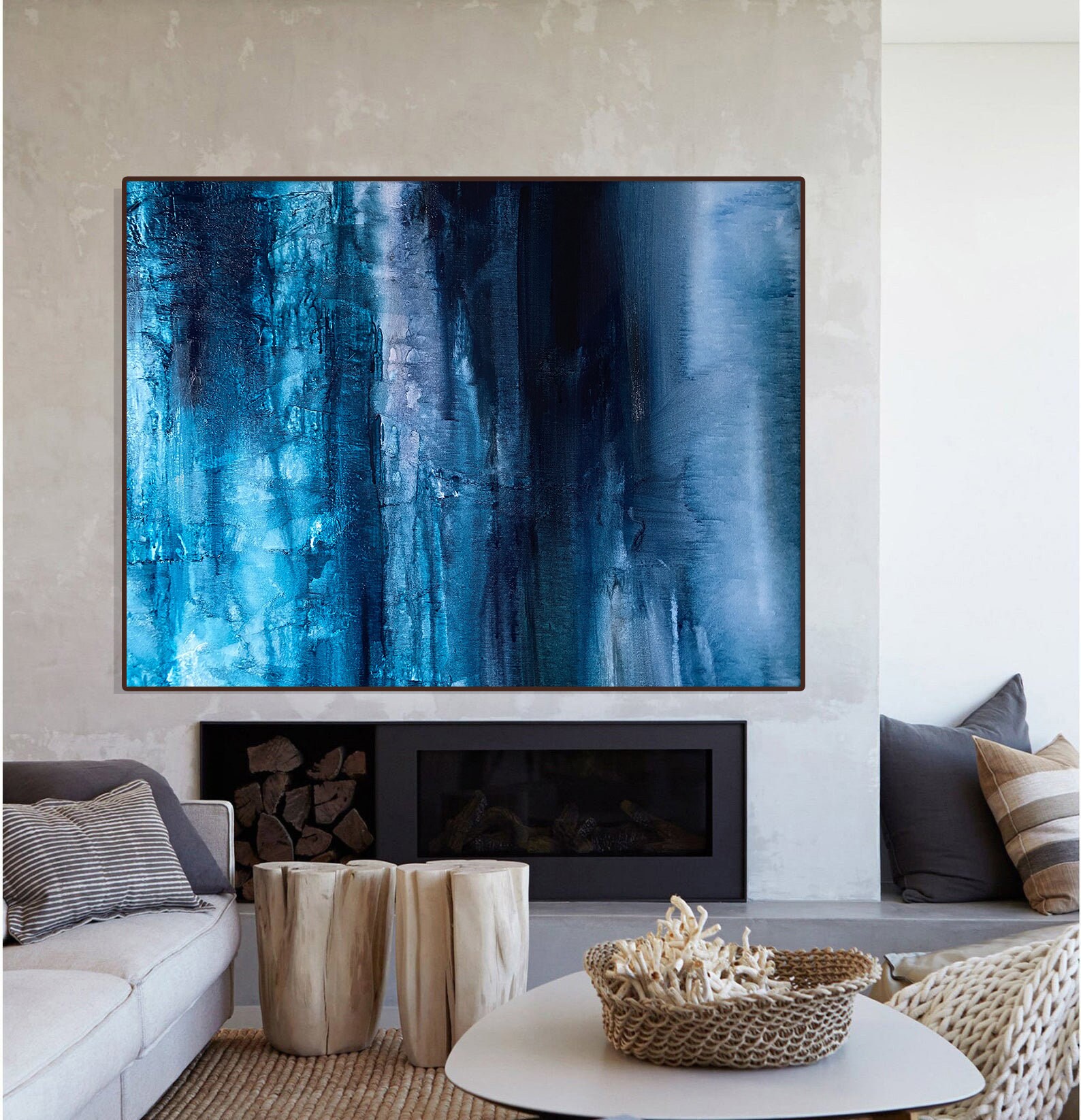 Large Blue Abstract Painting Original Canvas Art Abstract | Etsy
