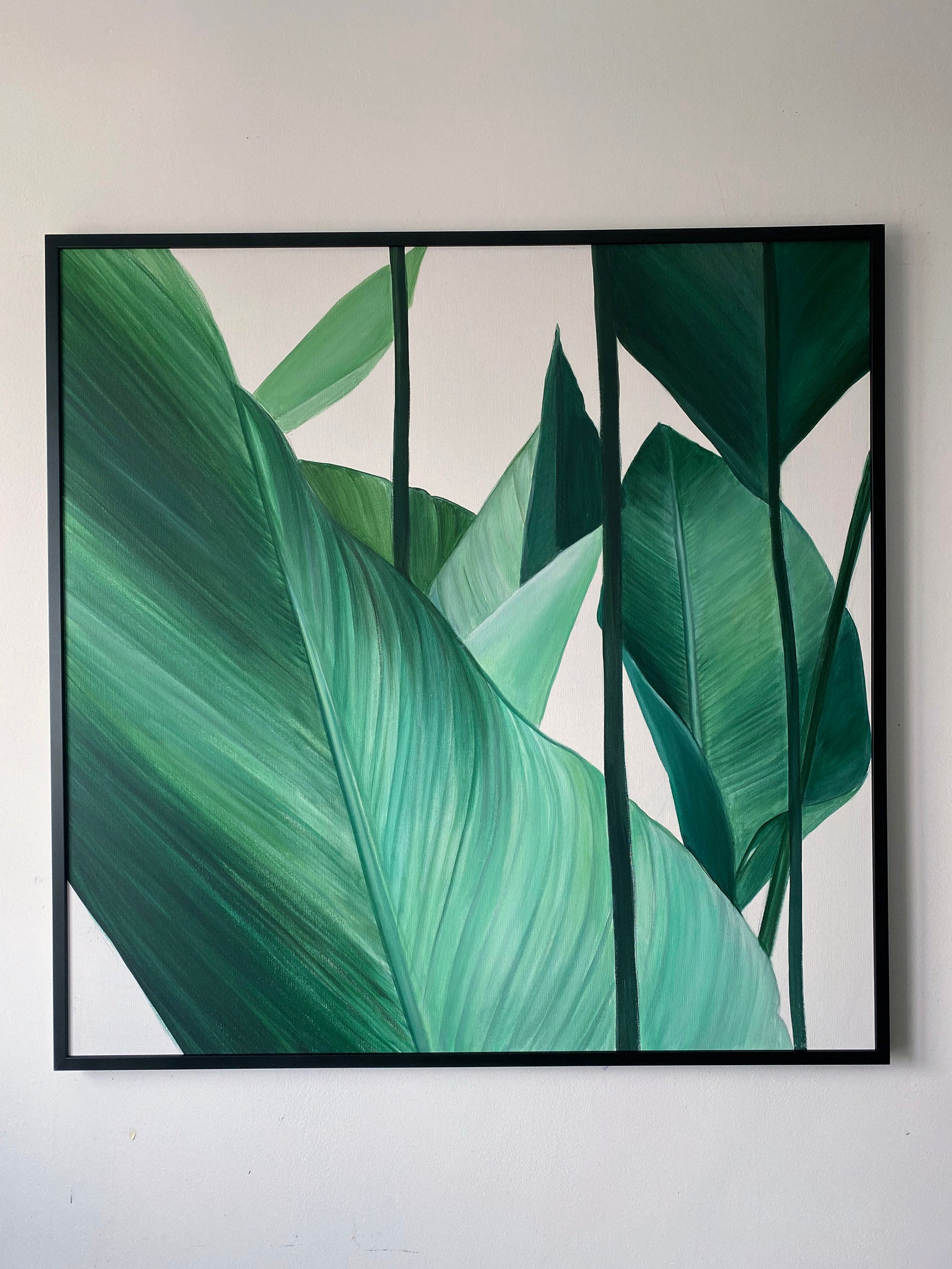 Banana leaf painting original canvas Contemporary wall art Etsy