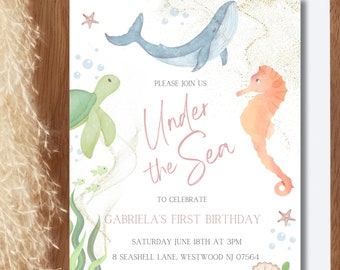 Under The Sea Birthday Invitation | E-vite Bundle | Sea Animal Birthday | Children&#39;s Birthday Sea Themed